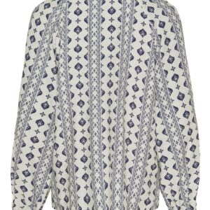 Ane V-Neck Blus - Navy/Cream Romance