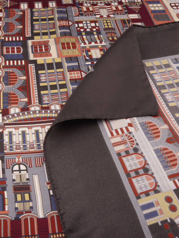 Mörkbrun Mönstrad Sidenscarf - Bild 3