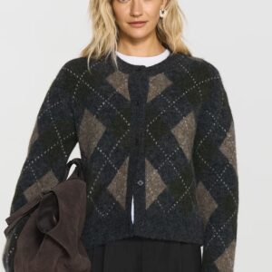 Filippa argyle cardigan - forest green
