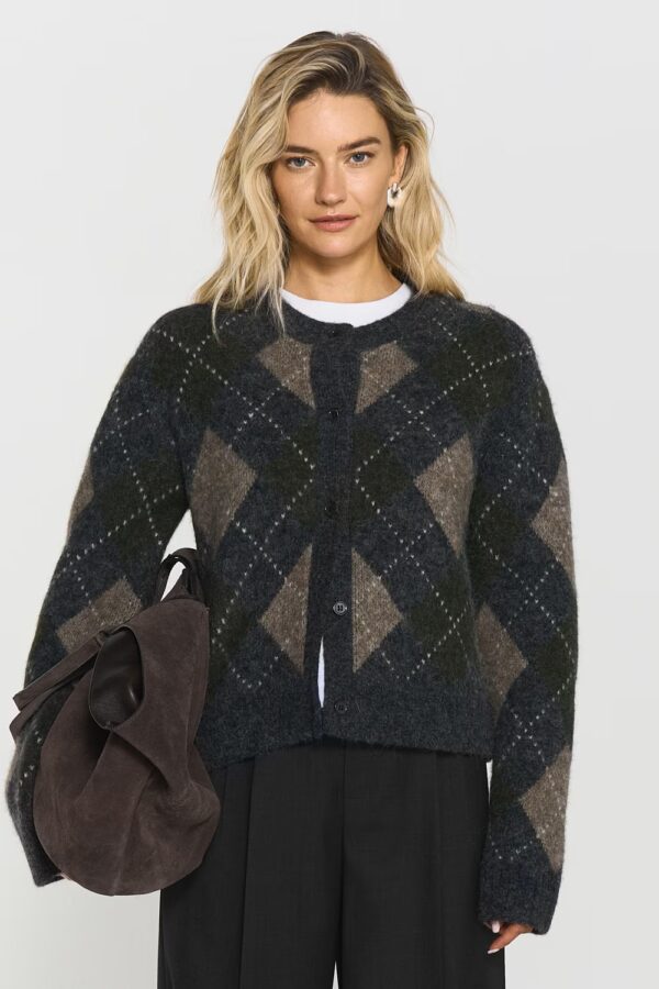 Filippa argyle cardigan - forest green - Bild 2