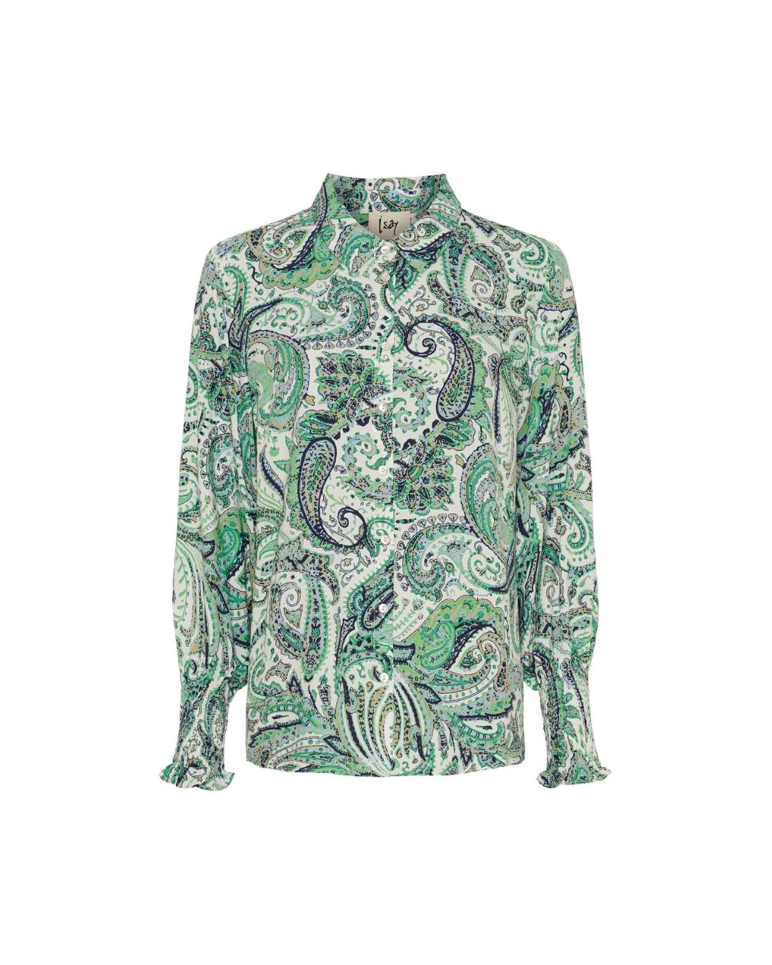 Gyta Smock Blouse – Green Paisley | Isay
