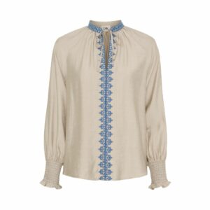 Lykke Deco Blouse – Sand w/blue | Isay