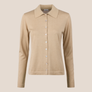 Minna Beige Siden/Kashmir Kragtröja - Stenströms