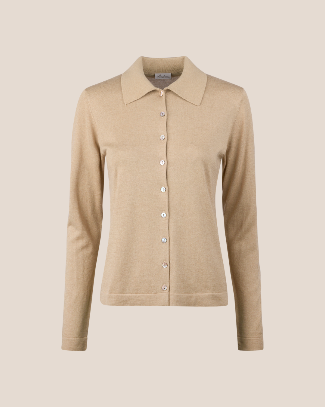 Minna Beige Siden/Kashmir Kragtröja - Stenströms